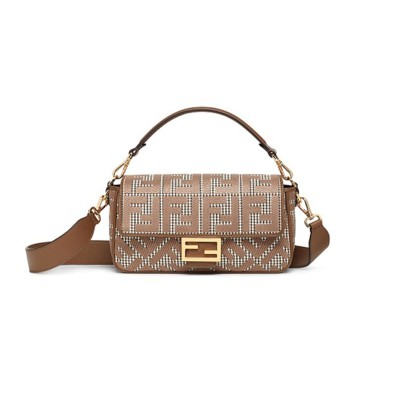 FENDI FF EMBROIDERED BAGUETTE BEIGE MORO (27*15*6cm) 